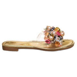 Sabatina Przezroczyste Klapki Z Ozdobami złoty