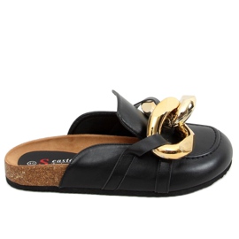 Klapki z grubym łańcuchem czarne T397 Black