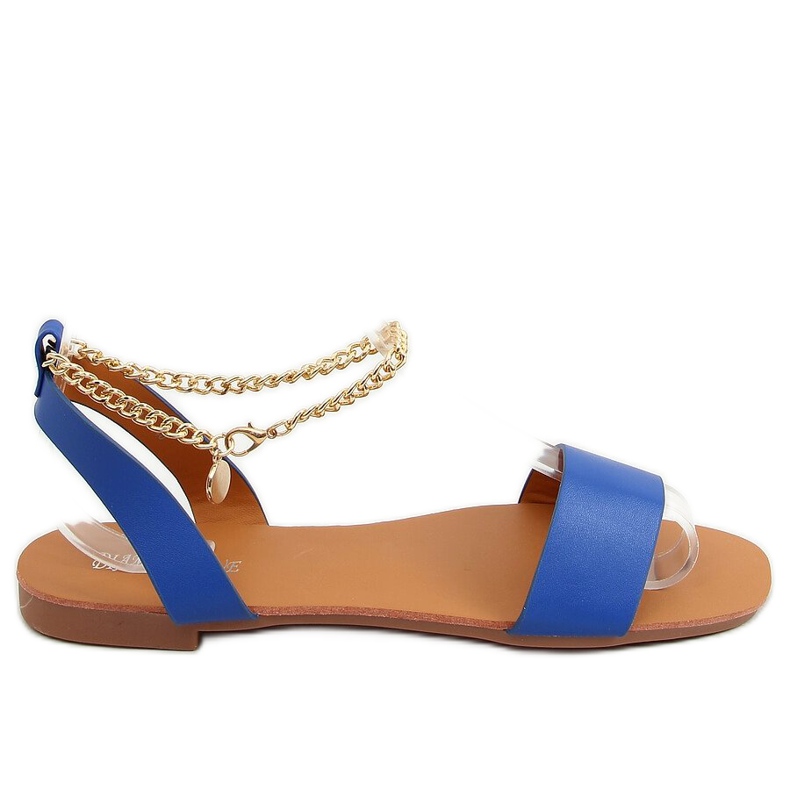 Sandałki z łańcuszkiem chabrowe HY23-11 Blue niebieskie