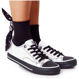 Damskie Skórzane Trampki Big Star HH274147 Biało-Czarne białe