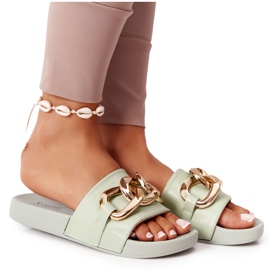 PS1 Gumowe Klapki Z Łańcuchem Jasnozielone One Moment