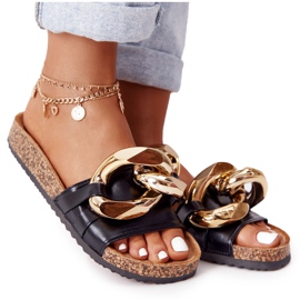 PS1 Klapki Na Korku Z Łańcuchem Czarne Last Dance