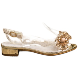 Sabatina Przezroczyste Sandały Z Kryształkami złoty