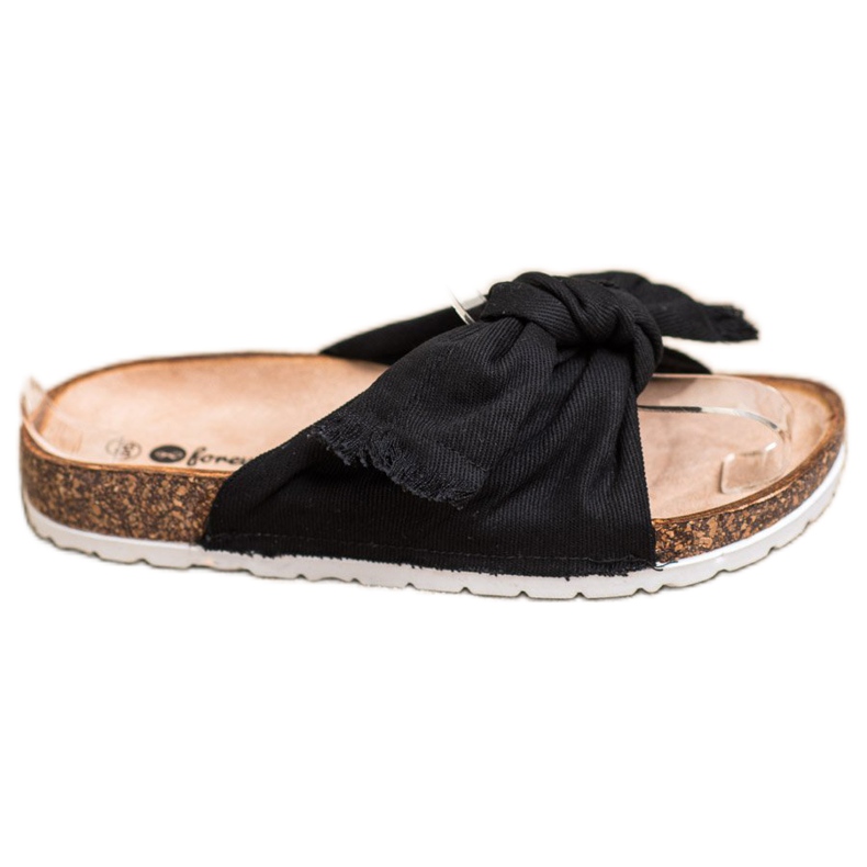 Forever Folie Wygodne Tekstylne Klapki czarne