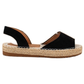 Ideal Shoes Wsuwane Sandałki Espadryle czarne