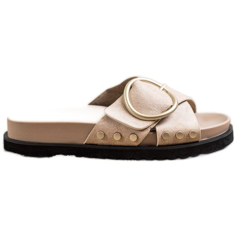 Renda Casualowe Klapki beżowy