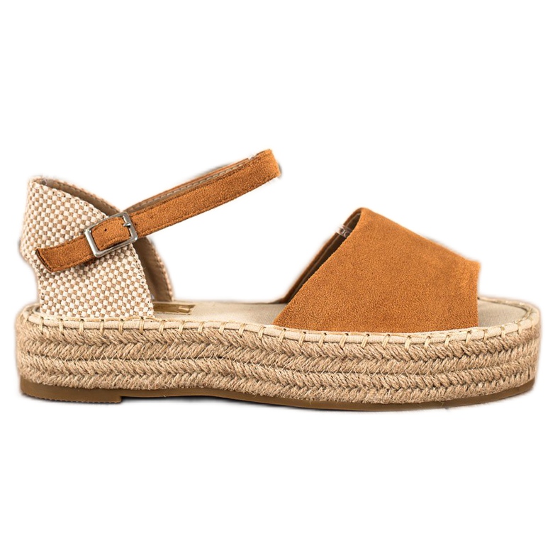 Bestelle Espadryle Open Toe beżowy brązowe