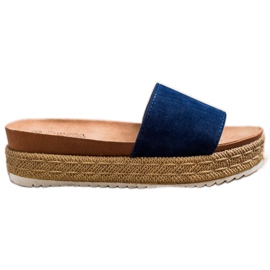 SHELOVET Klasyczne Klapki Na Platformie niebieskie