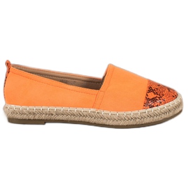 Bestelle Espadryle z wstawką snake print pomarańczowe