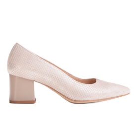 Marco Shoes Beżowe półbuty 1038P na stabilnym obcasie beżowy