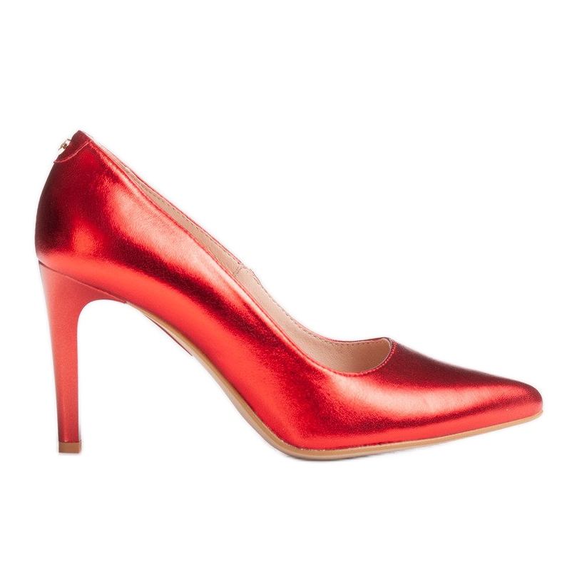Marco Shoes Czerwone szpilki 0500P w połyskującym kolorze