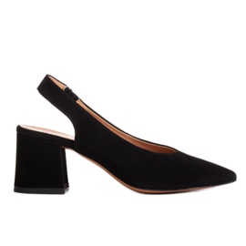 Marco Shoes Czarne sandały 1501P z paseczkiem i gumą