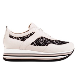 Marco Shoes Sneakersy na grubej podeszwie z siateczką oddychającą białe