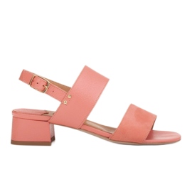 Marco Shoes Sandały Cinta z obcasem powlekanym skórą różowe