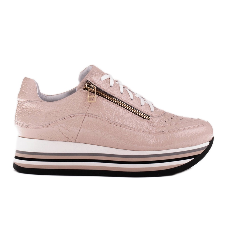Marco Shoes Sneakersy na grubej podeszwie z naturalnej skóry różowe