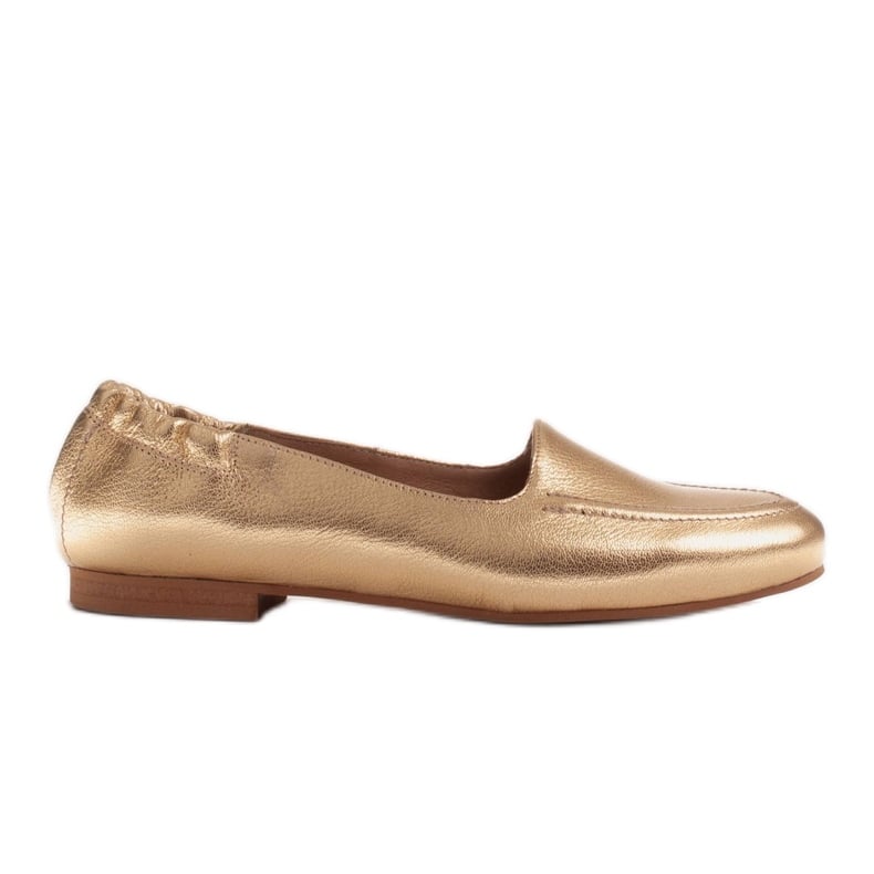 Marco Shoes Baleriny damskie z gumką w cholewce złoty