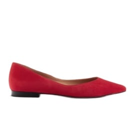 Marco Shoes Baleriny damskie z niskimi bokami czerwone