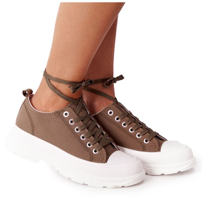 Damskie Trampki Na Platformie Zielone Travel Time