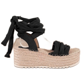 Seastar Wiązane Sandały Na Wysokiej Platformie czarne