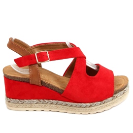 Espadryle na koturnie czerwone YL90 Red