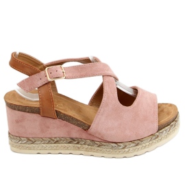 Espadryle na koturnie różowe YL90 Pink