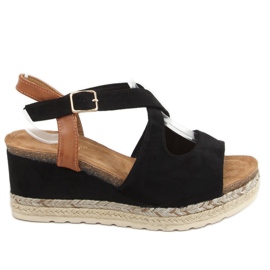 Espadryle na koturnie czarne YL90 Black
