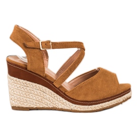 Sixth Sense Brązowe Sandałki Na Koturnie