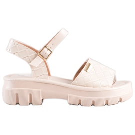 SHELOVET Sandały Na Platformie Fashion beżowy
