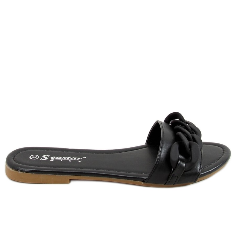 Klapki z łańcuchem czarne CK205P Black