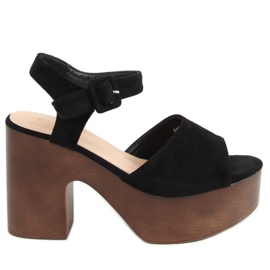 Sandałki drewniaki czarne F8201 Black