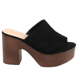 Klapki drewniaki czarne F8202 Black