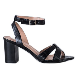 Renda Stylowe Sandały Na Słupku czarne