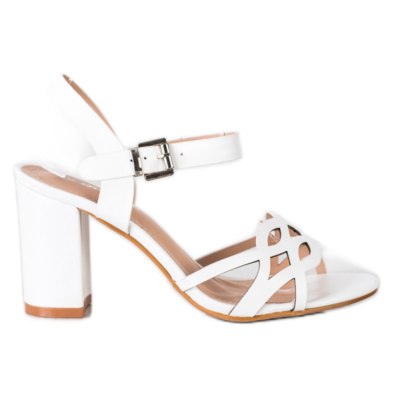 Renda Eleganckie Sandałki Na Słupku białe