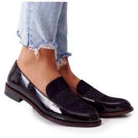 Damskie Lakierowane Mokasyny Sergio Leone PB254 Czarne