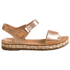 SHELOVET Wygodne Złote Sandałki złoty