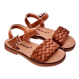 Dziecięce sandały z plecionką camel 283-3C brązowe