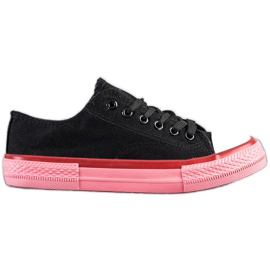 SHELOVET Trampki Na Różowej Platformie czarne