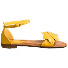 Diamantique Żółte Sandały Z Kwiatkiem