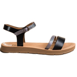 Cm Paris Stylowe Sandały Z Brokatem czarne szare