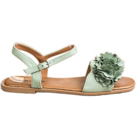 SHELOVET Modne Zielone Sandałki