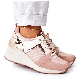 Sneakersy Na Koturnie Vinceza 10606 Różowe
