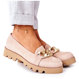 Zamszowe Mokasyny Lewski Shoes 3040 Cappuccino beżowy