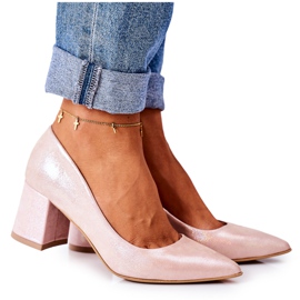 Satynowe Czółenka Ze Zwierzęcym Wzorem Lewski Shoes 2801 Różowe