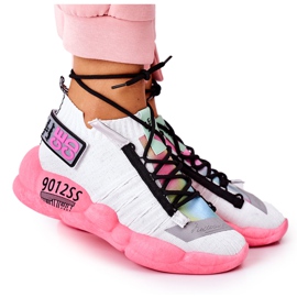 PS1 Damskie Sportowe Buty Sneakersy Biało-Różowe Bubble Tea białe