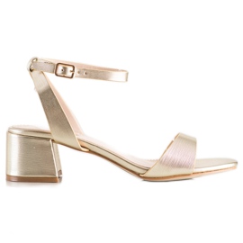 SHELOVET Eleganckie Złote Sandałki złoty