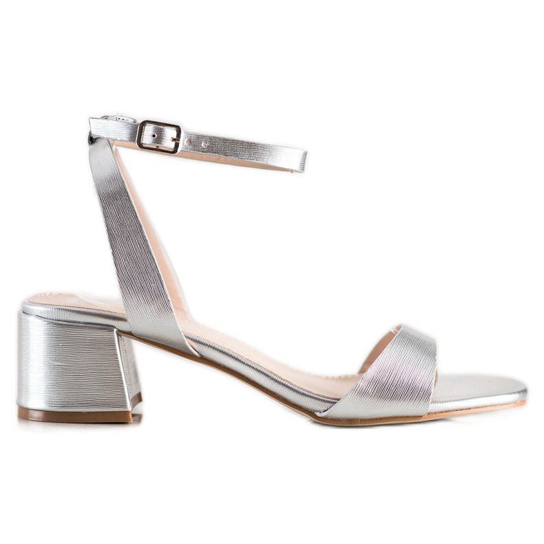 SHELOVET Eleganckie Srebrne Sandałki srebrny