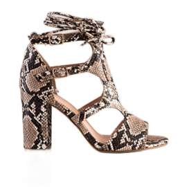 Bestelle Zabudowane Sandały Z Wiazaniem beżowy brązowe