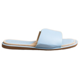 SHELOVET Eleganckie Klapki Z Eko Skóry niebieskie