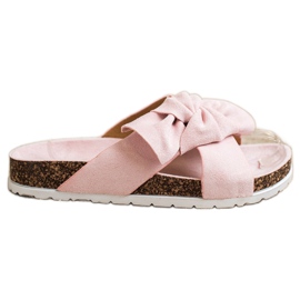 Ideal Shoes Modne Klapki różowe