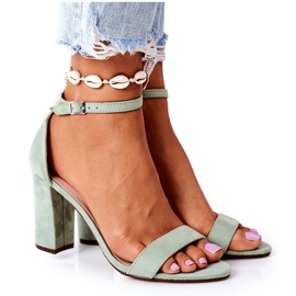 PS1 Zamszowe Sandały Na Słupku Zielone Florence
